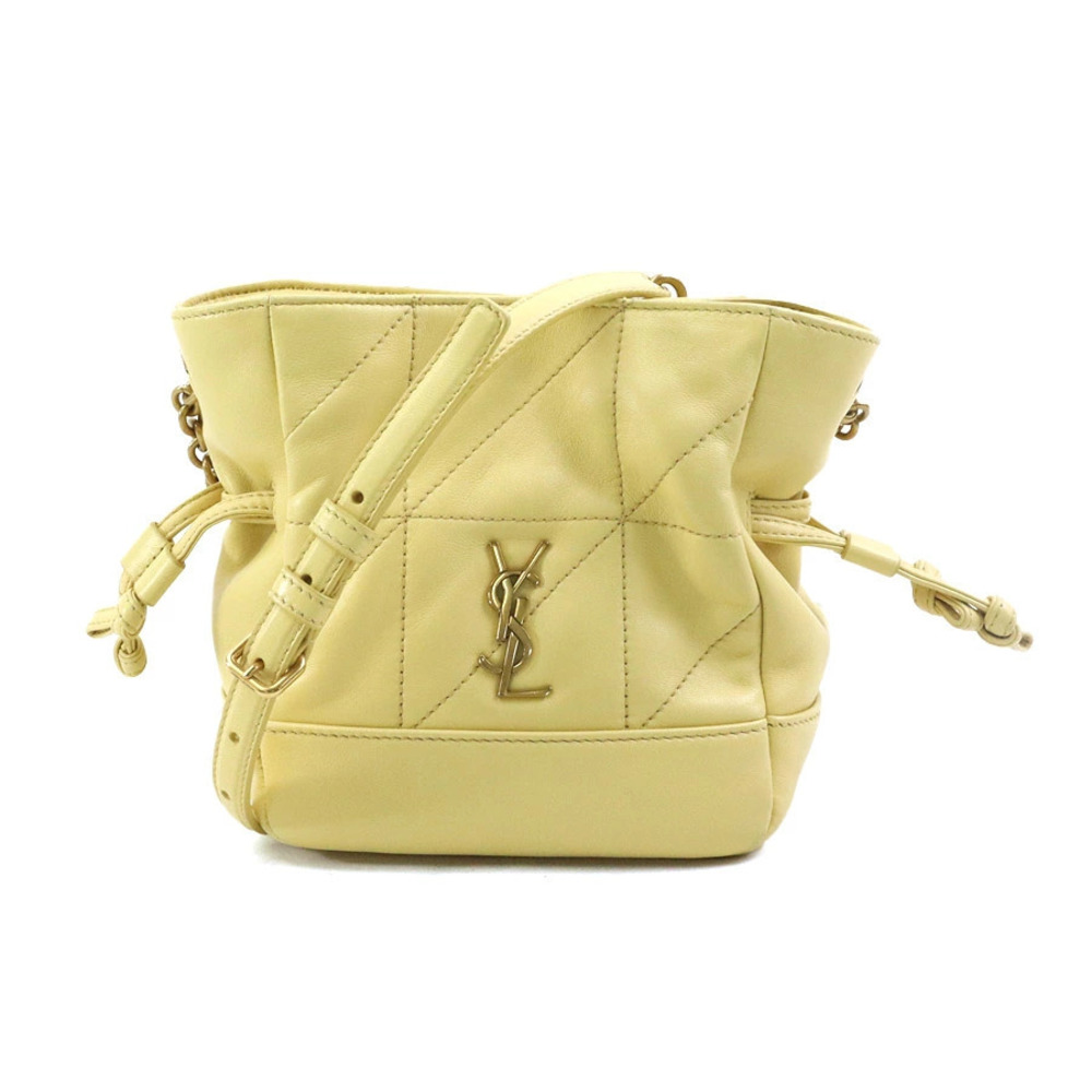Saint Laurent Jamie Leather Shoulder Bag Cream Yellow Gold